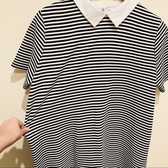 Stripe Printed Tennis Dress with Peter Pan Collar